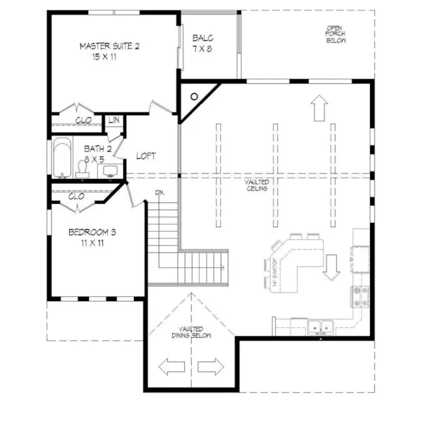 Farmhouse Plan Second Floor - River Edge Craftsman Home 141D-0084 - Shop House Plans and More