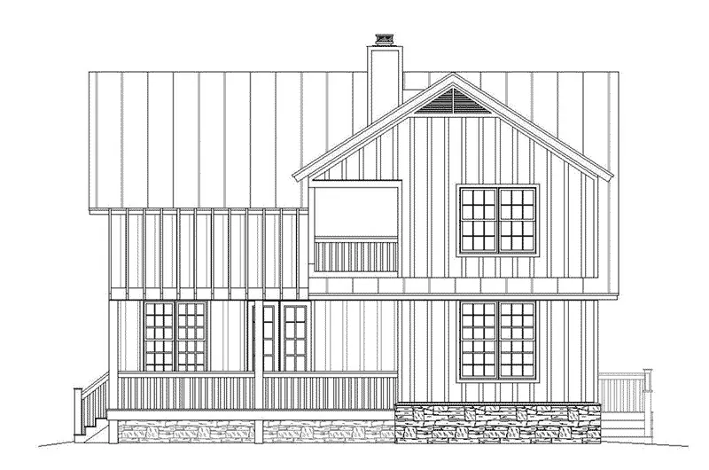 Craftsman House Plan Rear Elevation - 141D-0084 - Shop House Plans and More