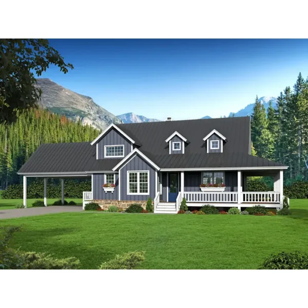 Farmhouse Plan Front of Home - Bigelow Lane Craftsman Home 141D-0091 - Shop House Plans and More