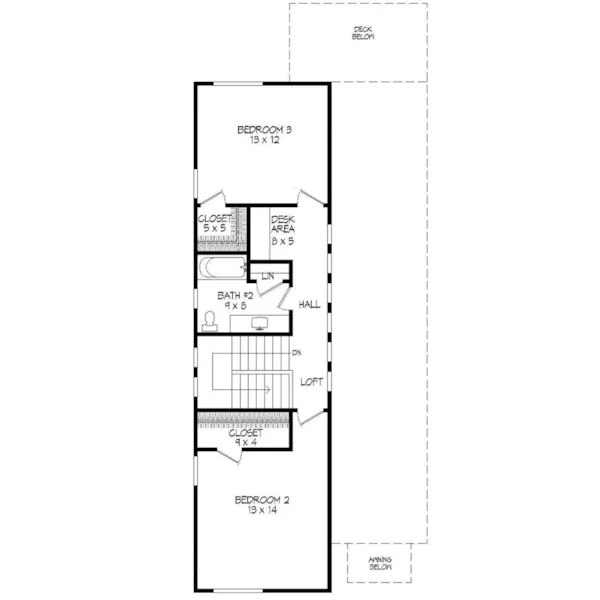 Contemporary House Plan Second Floor - Biddle Modern Narrow Lot Home 141D-0092 - Shop House Plans and More