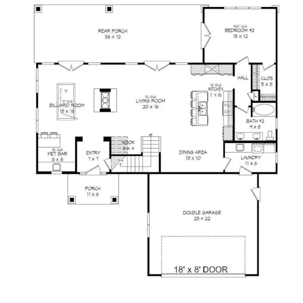 Country House Plan First Floor - Derby Bend Craftsman Home 141D-0095 - Shop House Plans and More