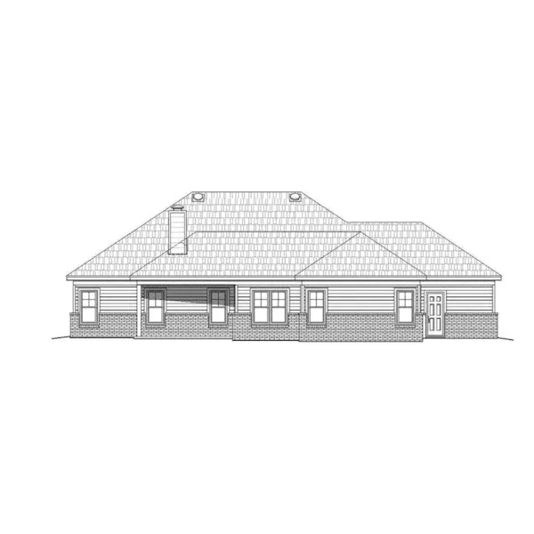 English Cottage House Plan Rear Elevation - Graves Run Ranch Home 141D-0097 - Shop House Plans and More