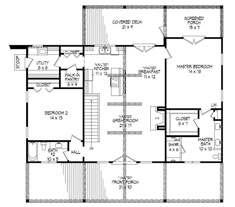 Berm House Plan First Floor - 141D-0099 - Shop House Plans and More