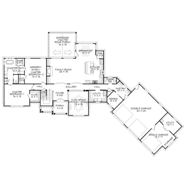 Craftsman House Plan First Floor - Cameron Crossing Country Home 141D-0101 - Search House Plans and More