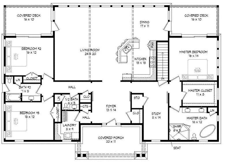 Modern House Plan First Floor - 141D-0102 - Shop House Plans and More