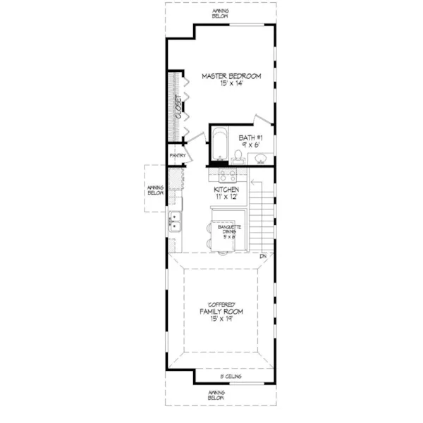 Traditional House Plan Second Floor - Wyncote Narrow Lot Home 141D-0105 - Shop House Plans and More