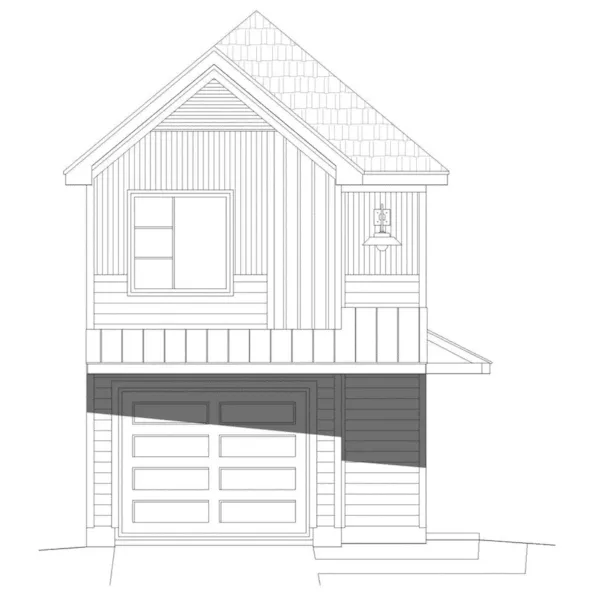 Traditional House Plan Rear Elevation - Wyncote Narrow Lot Home 141D-0105 - Shop House Plans and More