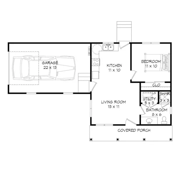 Country House Plan First Floor - Waynesboro Small Cabin 141D-0106 - Shop House Plans and More