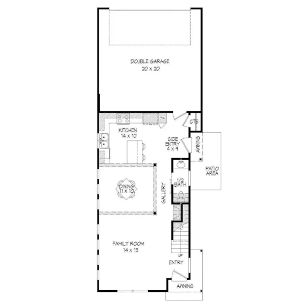 Contemporary House Plan First Floor - Melana Narrow Lot Home 141D-0112 - Shop House Plans and More