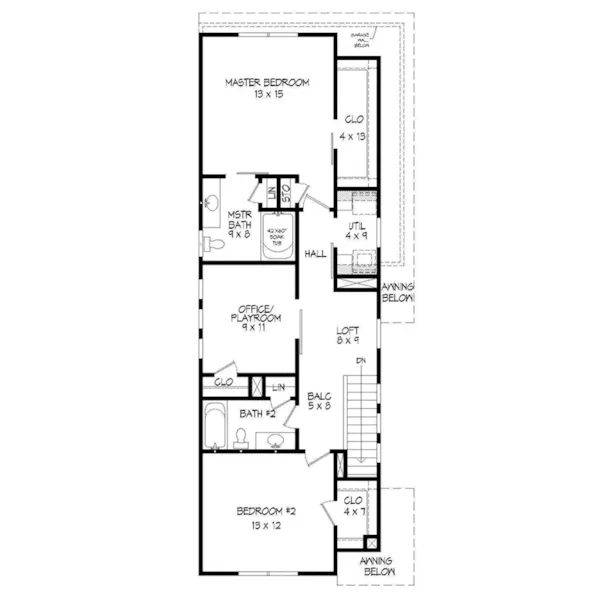 Contemporary House Plan Second Floor - Melana Narrow Lot Home 141D-0112 - Shop House Plans and More