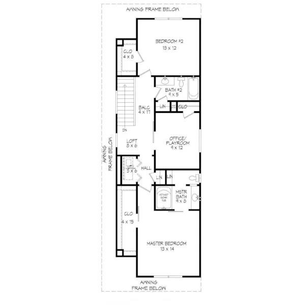 Contemporary House Plan Second Floor - Heber Narrow Lot Home 141D-0115 - Shop House Plans and More