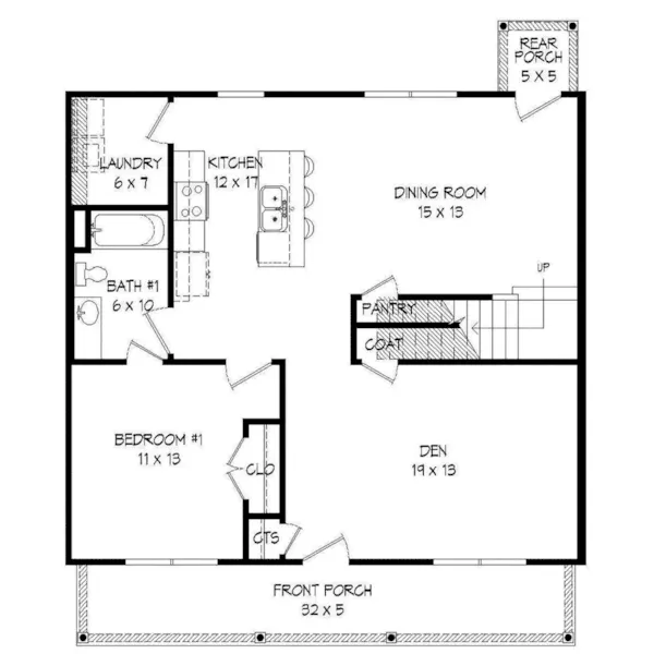 Early American House Plan First Floor - Bissel Country Home 141D-0120 - Shop House Plans and More