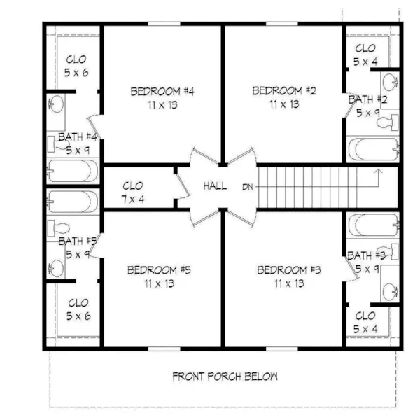 Early American House Plan Second Floor - Bissel Country Home 141D-0120 - Shop House Plans and More