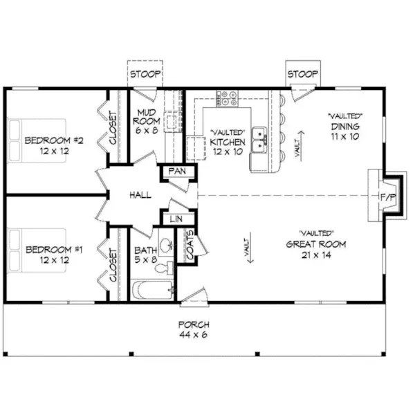 Mountain House Plan First Floor - Fairfax Woods Rustic Cabin 141D-0123 - Shop House Plans and More