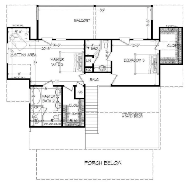 Waterfront House Plan Second Floor - Terrwyn Craftsman Cabin 141D-0129 - Shop House Plans and More