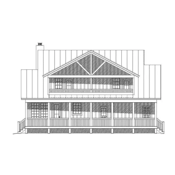 Farmhouse Plan Rear Elevation - Walter Creek Craftsman Home 141D-0130 - Shop House Plans and More