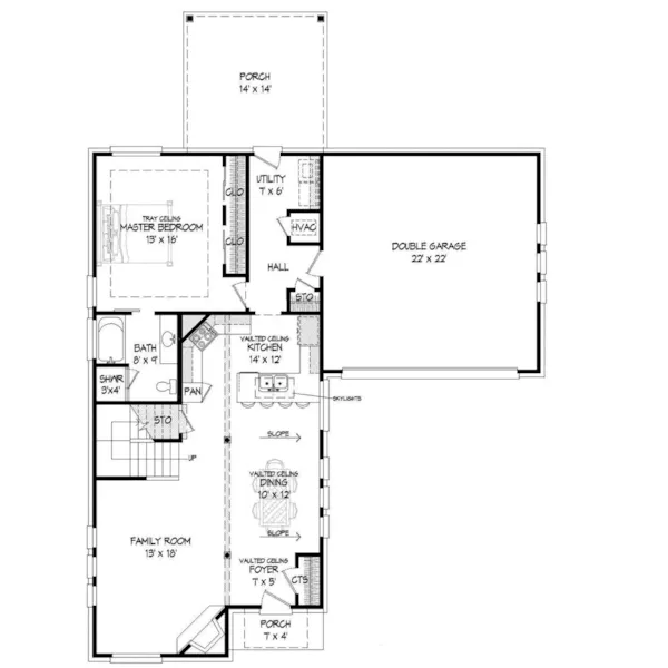 Prairie House Plan First Floor - Jemma Modern Home 141D-0136 - Shop House Plans and More