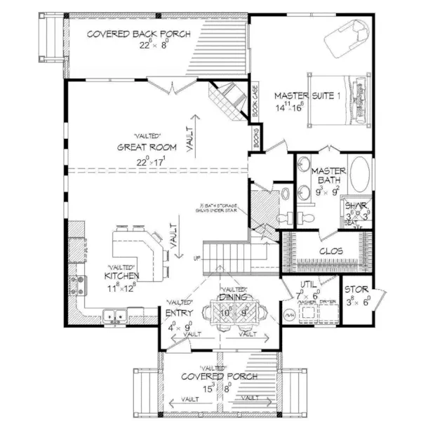 Craftsman House Plan First Floor - Lucille Creek Craftsman Home 141D-0139 - Shop House Plans and More