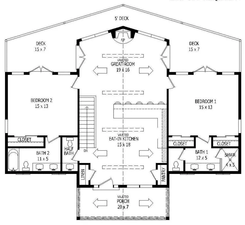 Rustic House Plan First Floor - 141D-0144 - Shop House Plans and More