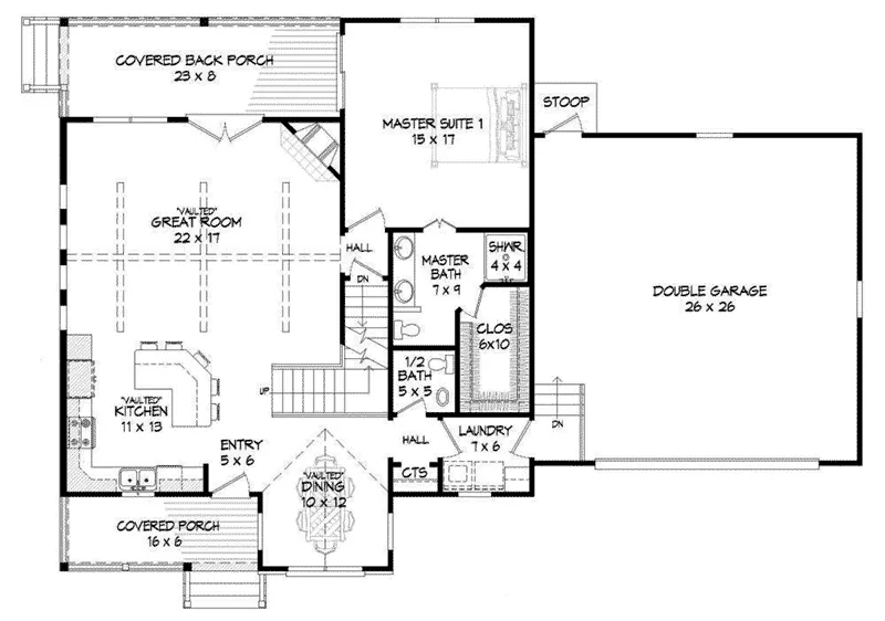 Mountain House Plan First Floor - Osprey Marsh Craftsman Home 141D-0145 - Shop House Plans and More