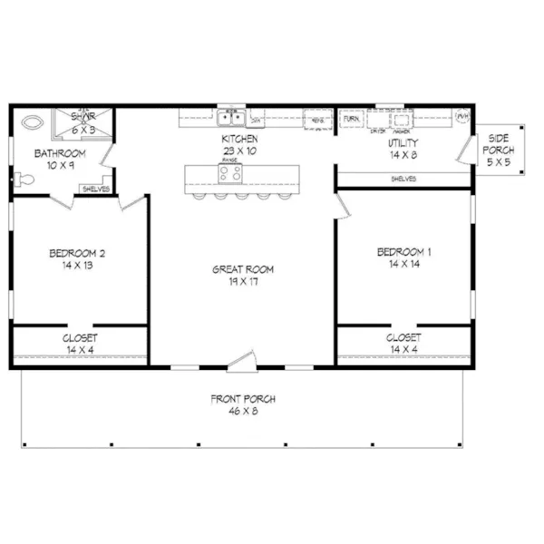 Rustic House Plan First Floor - Elder Woods Rustic Cabin 141D-0148 - Shop House Plans and More