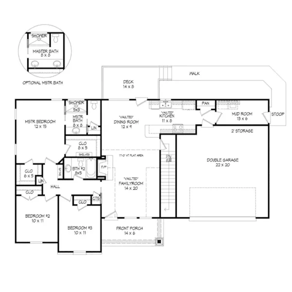 Ranch House Plan First Floor - Holtwick Ranch Home 141D-0150 - Shop House Plans and More