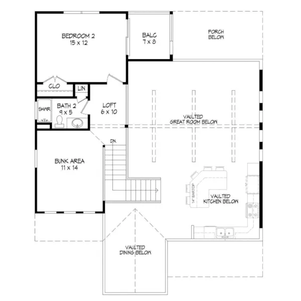 Rustic House Plan Second Floor - Lake Landing Craftsman Home 141D-0152 - Shop House Plans and More