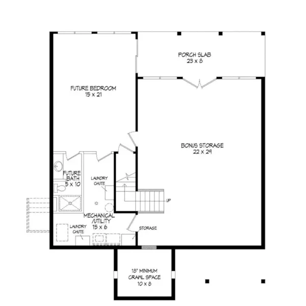 Rustic House Plan Lower Level Floor - Lake Landing Craftsman Home 141D-0152 - Shop House Plans and More