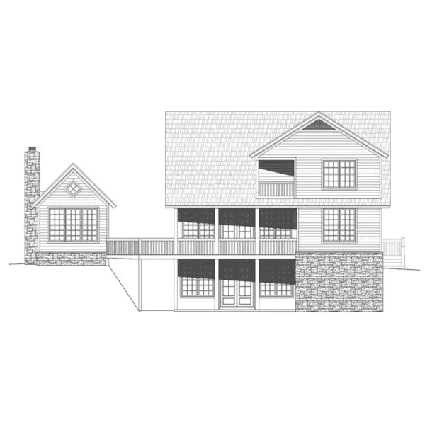 Rustic House Plan Rear Elevation - Lake Landing Craftsman Home 141D-0152 - Shop House Plans and More