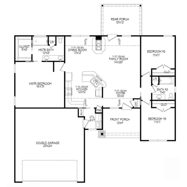 Traditional House Plan First Floor - Lindenhill Craftsman Home 141D-0153 - Shop House Plans and More