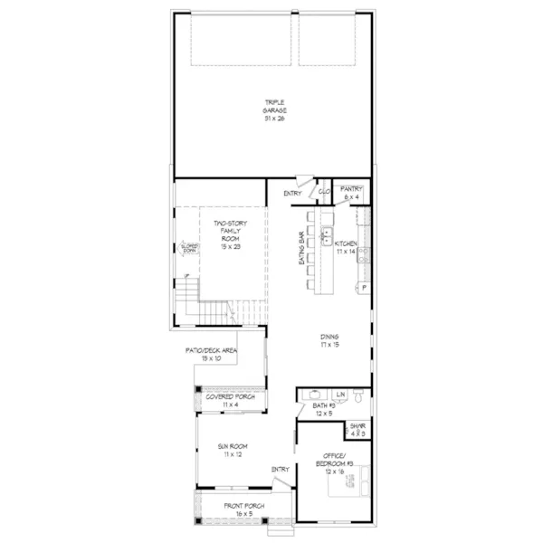 Arts & Crafts House Plan First Floor - Monica Lane Southern Home 141D-0154 - Shop House Plans and More