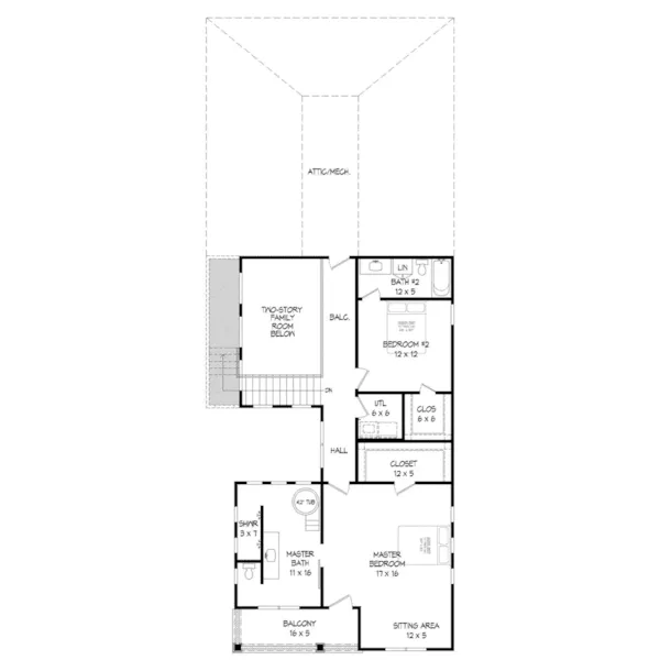 Arts & Crafts House Plan Second Floor - Monica Lane Southern Home 141D-0154 - Shop House Plans and More