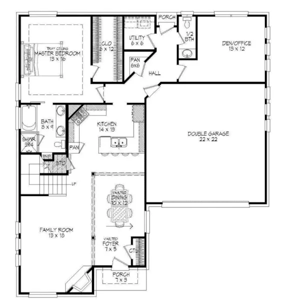 Modern House Plan First Floor - Orsen Modern Home 141D-0156 - Shop House Plans and More