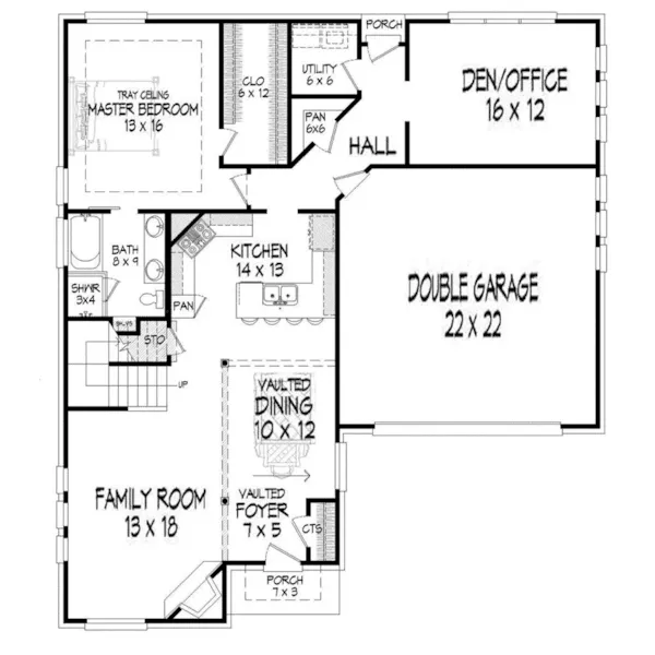 Traditional House Plan First Floor - Speers Modern Home 141D-0157 - Shop House Plans and More