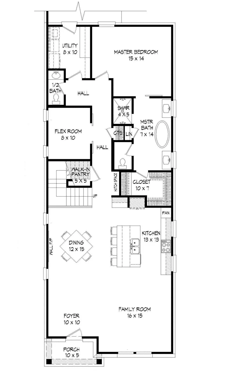 Tudor House Plan First Floor - 141D-0161 - Shop House Plans and More