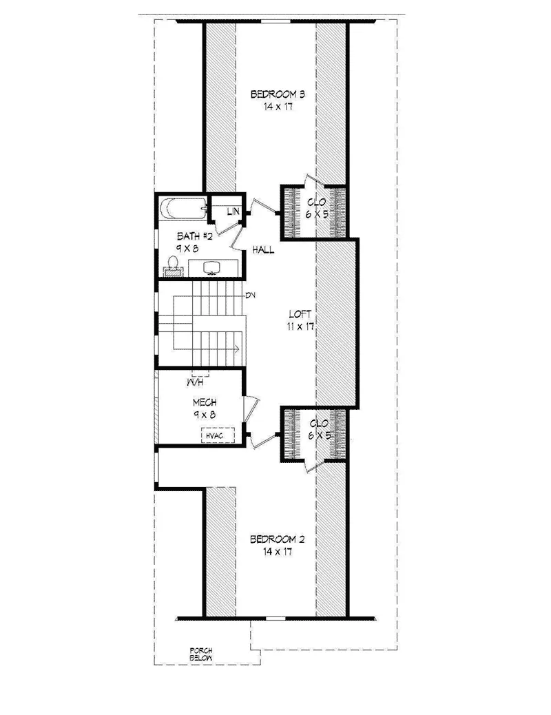 Saltbox House Plan Second Floor - 141D-0161 - Shop House Plans and More