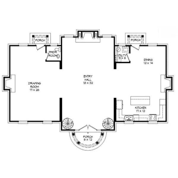 Greek Revival House Plan First Floor - Hubbard Place Traditional Home 141D-0164 - Shop House Plans and More