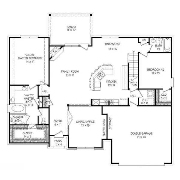 Country French House Plan First Floor - Chason European Home 141D-0166 - Shop House Plans and More