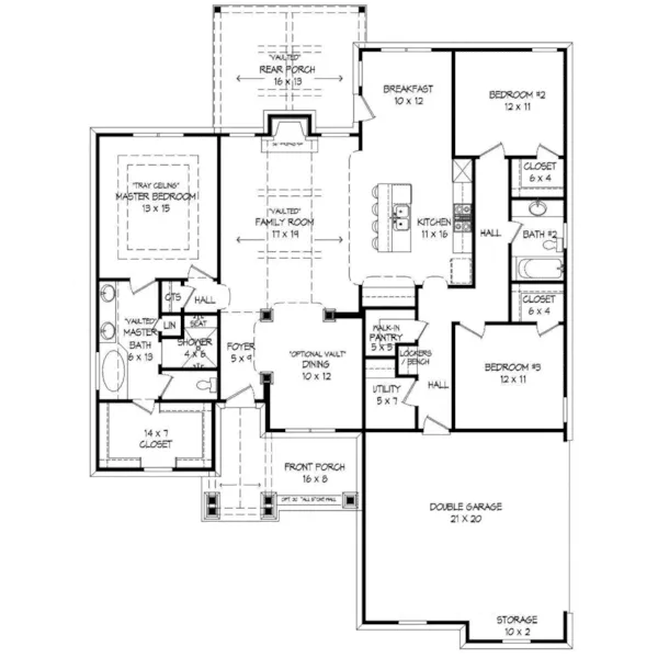 Rustic House Plan First Floor - Levit Town Craftsman Home 141D-0170 - Shop House Plans and More