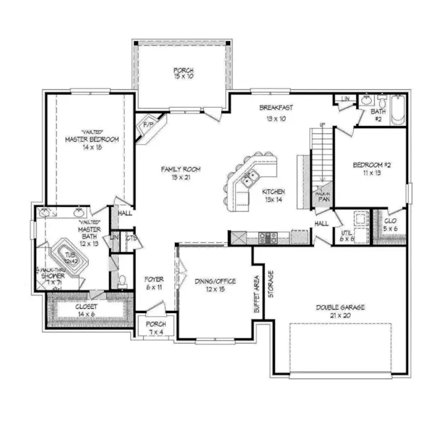 Craftsman House Plan First Floor - Norwin European Home 141D-0173 - Shop House Plans and More