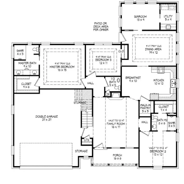 Country French House Plan First Floor - Farrell Hill Ranch Home 141D-0179 - Shop House Plans and More