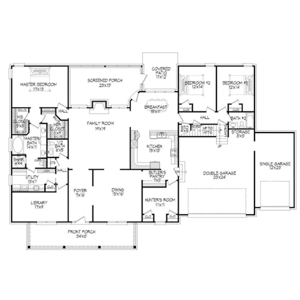 Country House Plan First Floor - Elberta Ranch Home 141D-0192 - Shop House Plans and More