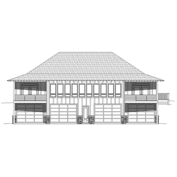 Beach & Coastal House Plan Rear Elevation - Montauk Lake Rustic Home 141D-0196 - Shop House Plans and More