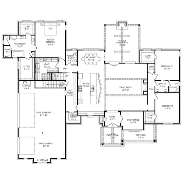 Mountain House Plan First Floor - Soloman Luxury Home 141D-0200 - Shop House Plans and More