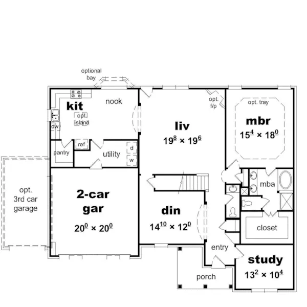 Country House Plan First Floor - Truman Traditional Home 141D-0201 - Shop House Plans and More