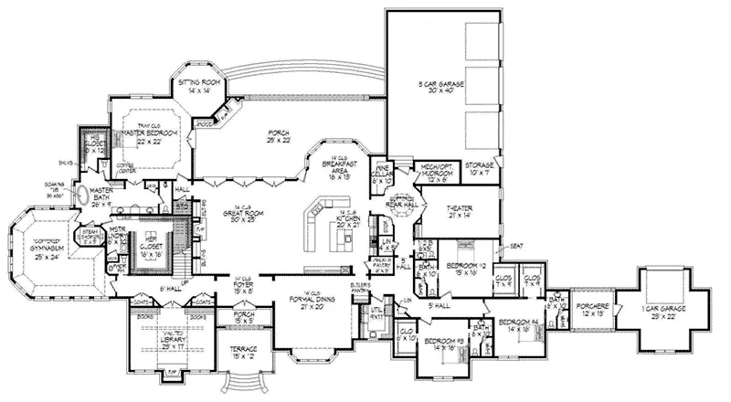 Greek Revival House Plan First Floor - 141D-0206 - Shop House Plans and More