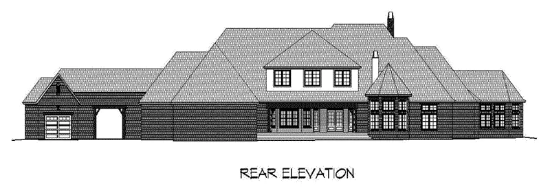 Georgian House Plan Rear Elevation - 141D-0206 - Shop House Plans and More