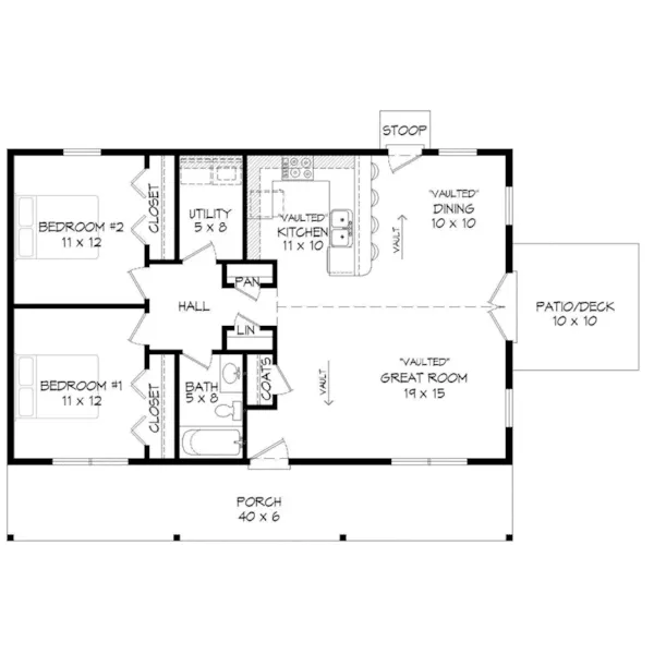 Cabin & Cottage House Plan First Floor - Barker Pass Country Cabin 141D-0207 - Shop House Plans and More