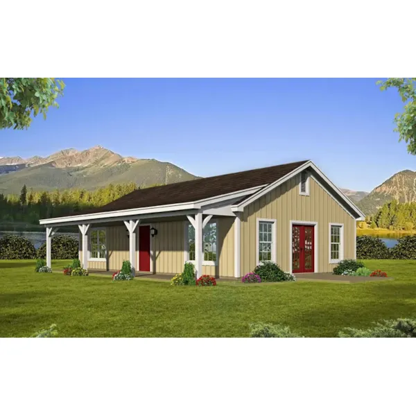 Cabin & Cottage House Plan Front of Home - Barker Pass Country Cabin 141D-0207 - Shop House Plans and More