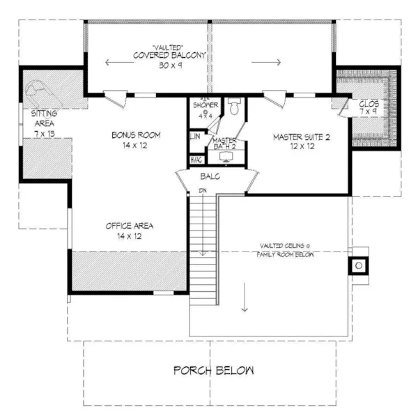 Lake House Plan Second Floor - Hickory Road Craftsman Home 141D-0210 - Search House Plans and More